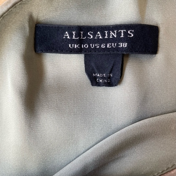 |AllSaints| Ira Dorada Silk Asymmetrical One Shoulder Midi Dress Size 6 - Picture 4 of 11